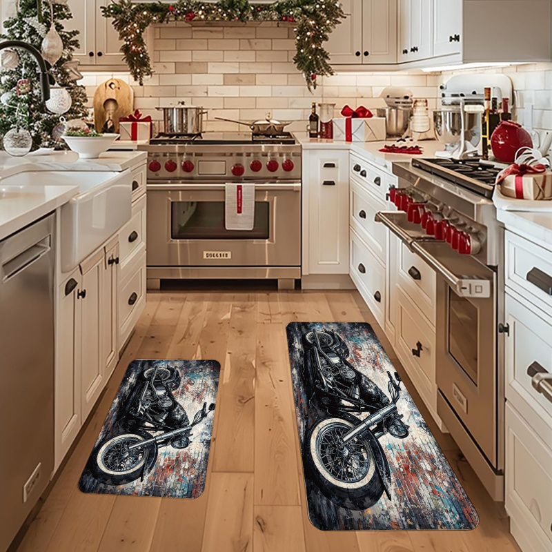 Commercial Wall Printing Machine - VIKAMA Retro Distressed Motorcycle Kitchen Runner