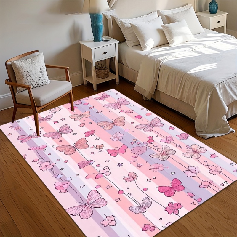 Cute Pink Striped Bow Area Rug - Commercial Ribbon Printing Machine 评论和价格